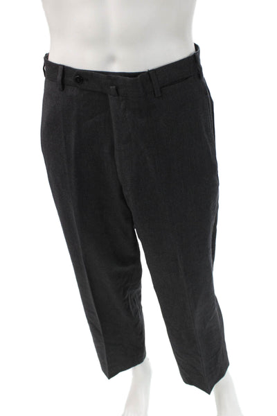 Incotex Mens Cropped Dress Pants Dark Gray Wool Button Size 34