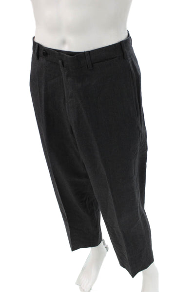 Incotex Mens Cropped Dress Pants Dark Gray Wool Button Size 34