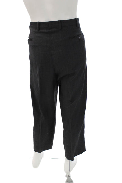 Incotex Mens Cropped Dress Pants Dark Gray Wool Button Size 34