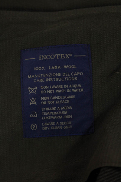 Incotex Mens Cropped Dress Pants Dark Gray Wool Button Size 34