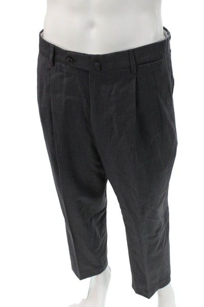 Incotex Mens Cropped Dress Pants Dark Gray Wool Button Size 40