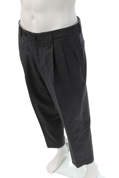Incotex Mens Cropped Dress Pants Dark Gray Wool Button Size 40