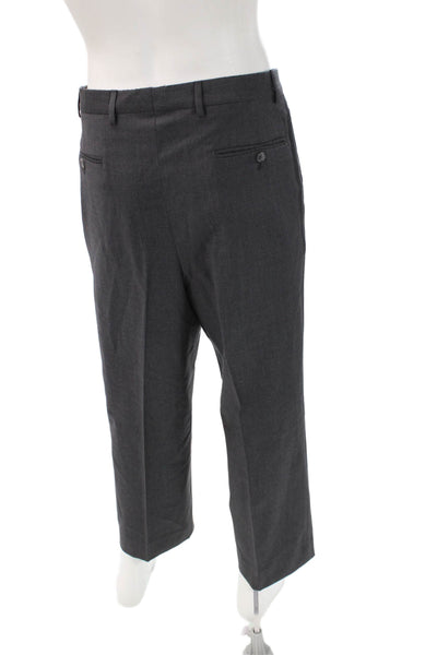 Incotex Mens Cropped Dress Pants Dark Gray Wool Button Size 40