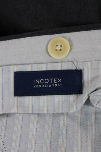 Incotex Mens Cropped Dress Pants Dark Gray Wool Button Size 40