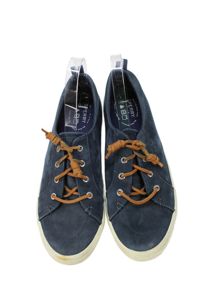 Sperry Men's Round Toe Rubber Soles Suede Sneakers Navy Blue Size 11