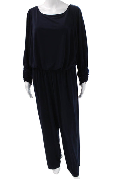 Vince Camuto Womens Plus Dark Blue Jumpsuit Long Sleeve Boat Neck Size 14