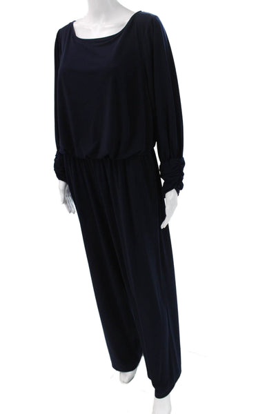 Vince Camuto Womens Plus Dark Blue Jumpsuit Long Sleeve Boat Neck Size 14