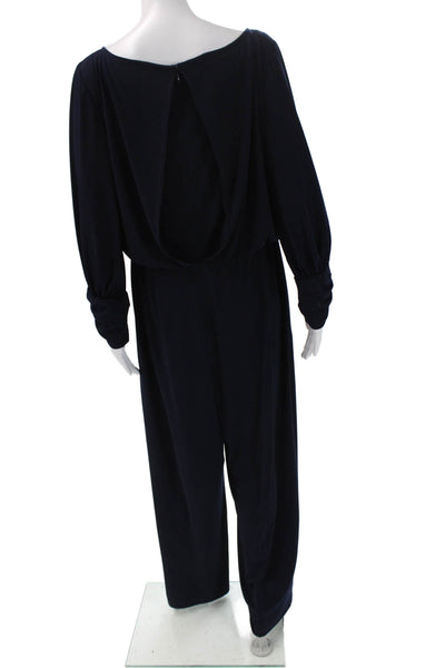 Vince Camuto Womens Plus Dark Blue Jumpsuit Long Sleeve Boat Neck Size 14