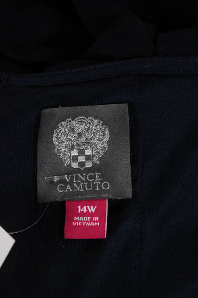 Vince Camuto Womens Plus Dark Blue Jumpsuit Long Sleeve Boat Neck Size 14