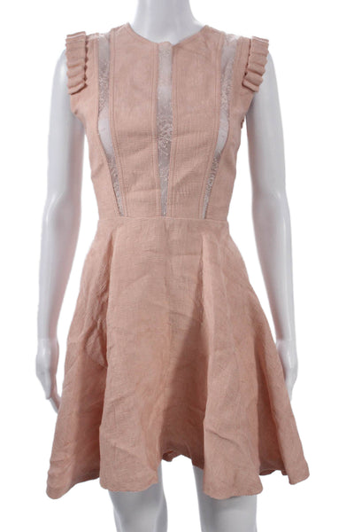 Sandro Women Beige A-Line Fit & Flare Dress Sleeveless Size S