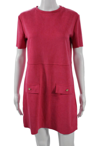 Zara Womens Shift T Shirt Dress Pink Short Sleeve Crew Neck Size S