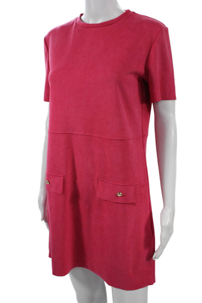 Zara Womens Shift T Shirt Dress Pink Short Sleeve Crew Neck Size S