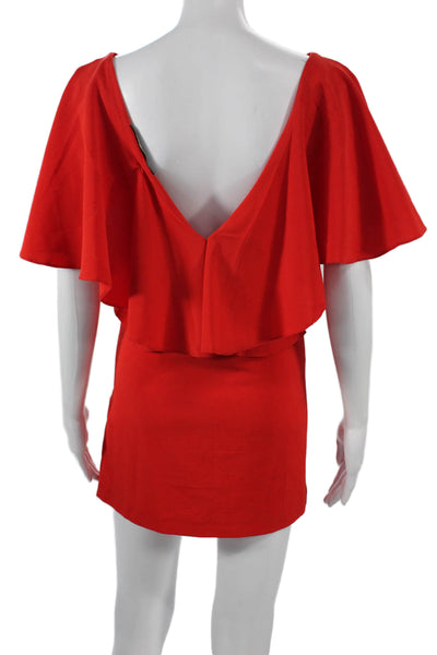 Zara Basic Women Shift Mini Dress Red Round Neck Size M