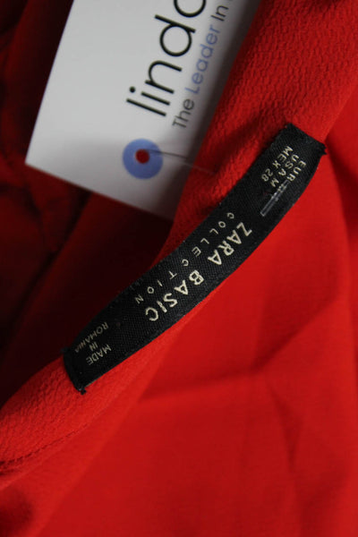 Zara Basic Women Shift Mini Dress Red Round Neck Size M
