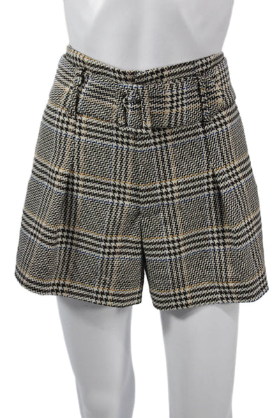 Trf Collection Zara Womens Plaid Beige Button Shorts Size M