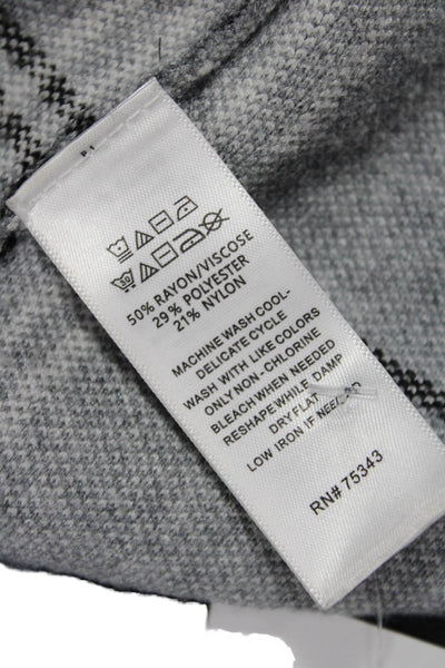 Max Studio Womens Gray Plaid Mock Neck Pullover Sweater Long Sleeve Size M