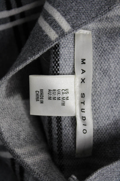 Max Studio Womens Gray Plaid Mock Neck Pullover Sweater Long Sleeve Size M