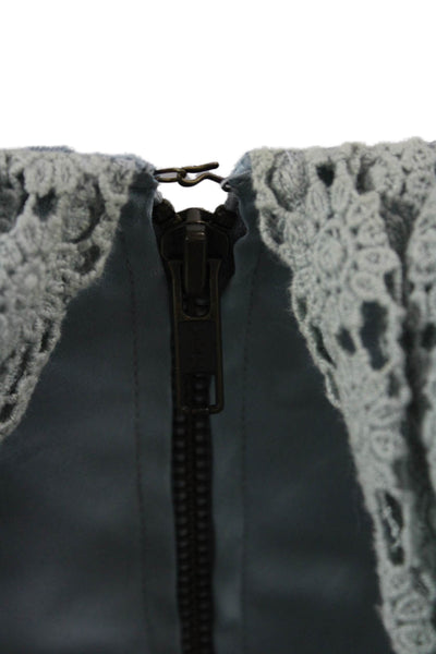 Tularosa Women Cropped Floral Cotton Blouse Light Blue Bohemian Size XS