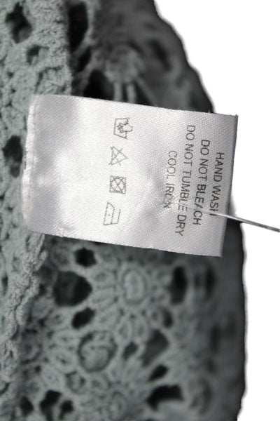 Tularosa Women Cropped Floral Cotton Blouse Light Blue Bohemian Size XS