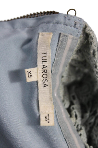 Tularosa Women Cropped Floral Cotton Blouse Light Blue Bohemian Size XS