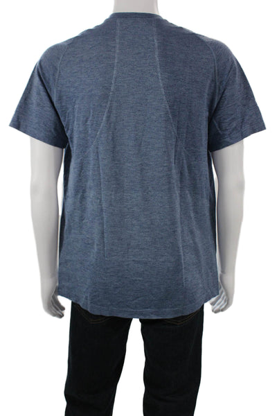 Lululemon Mens Blue V Neck Short Sleeve Polyester Blend T-Shirt Size L