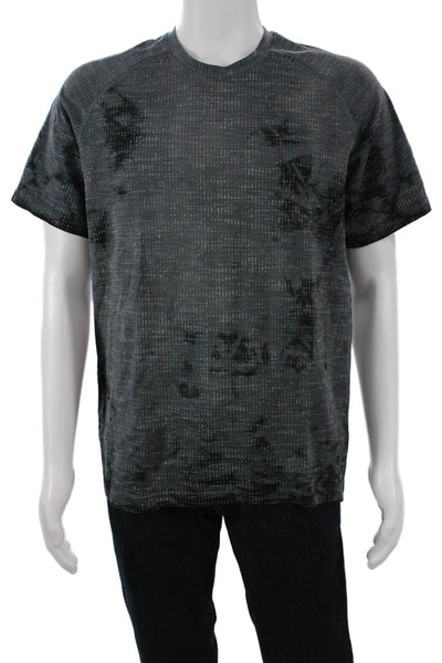 Lululemon Mens Black Geometric Crew Neck Short Sleeve T-Shirt Size L