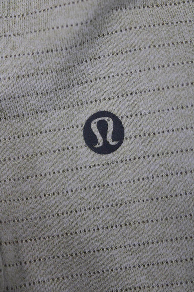 Lululemon Mens Beige Striped Nylon Blend Crewneck Short Sleeve T-Shirt Size M