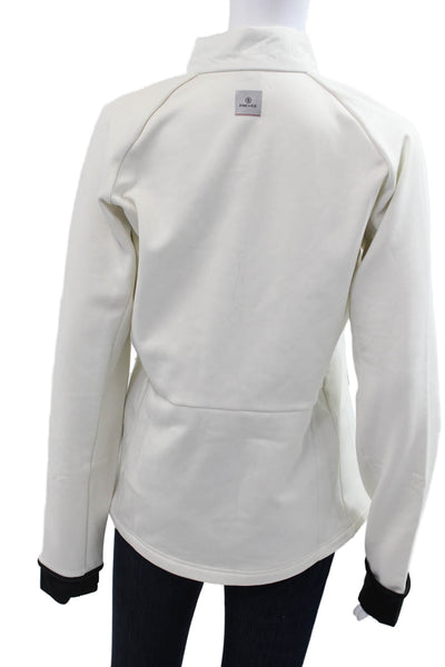 Fire + Ice Womens Quilted Windbreaker Jacket White Zip High Neck Size L
