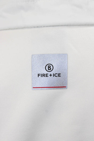 Fire + Ice Womens Quilted Windbreaker Jacket White Zip High Neck Size L