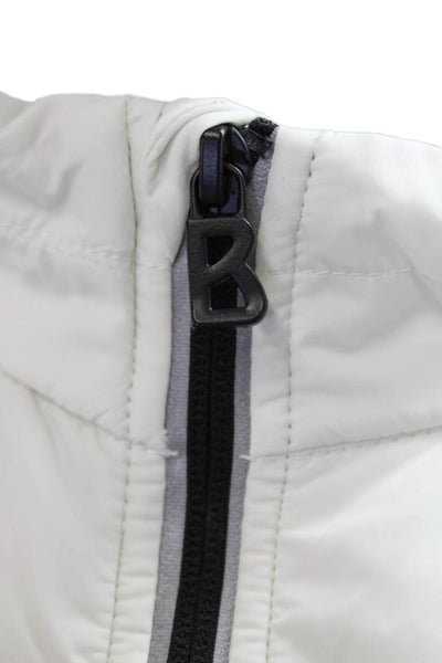 Fire + Ice Womens Quilted Windbreaker Jacket White Zip High Neck Size L