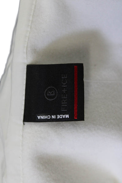 Fire + Ice Womens Quilted Windbreaker Jacket White Zip High Neck Size L