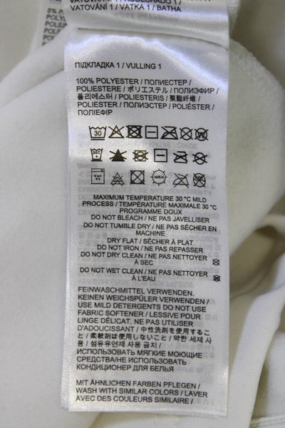 Fire + Ice Womens Quilted Windbreaker Jacket White Zip High Neck Size L