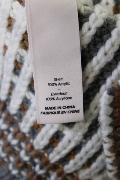 Cinq à Sept Women Striped V-Neck Pullover Sweater Gray Long Sleeve Size XS