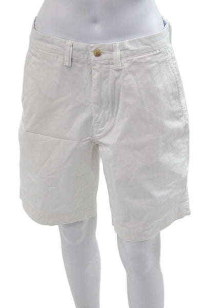 Polo Ralph Lauren Mens Chino Shorts White Button 97% Cotton Size 30