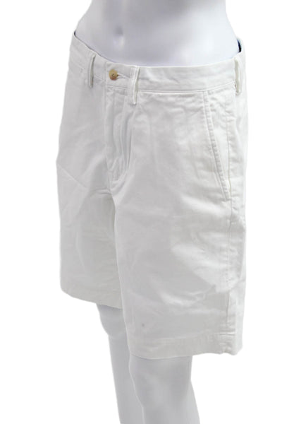 Polo Ralph Lauren Mens Chino Shorts White Button 97% Cotton Size 30