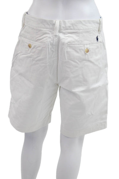 Polo Ralph Lauren Mens Chino Shorts White Button 97% Cotton Size 30