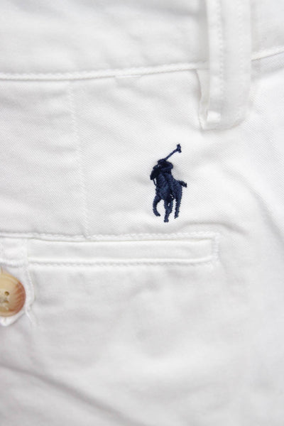 Polo Ralph Lauren Mens Chino Shorts White Button 97% Cotton Size 30