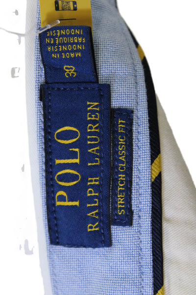 Polo Ralph Lauren Mens Chino Shorts White Button 97% Cotton Size 30