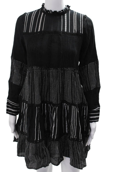 Zara Woman Womens Trapeze Swing Dress Black Striped Long Sleeve Size XS