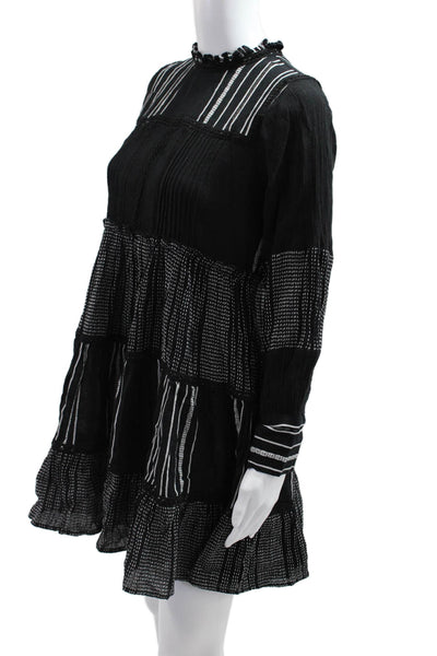 Zara Woman Womens Trapeze Swing Dress Black Striped Long Sleeve Size XS