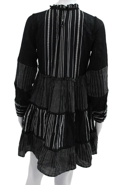 Zara Woman Womens Trapeze Swing Dress Black Striped Long Sleeve Size XS