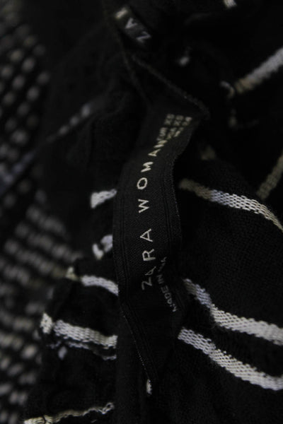 Zara Woman Womens Trapeze Swing Dress Black Striped Long Sleeve Size XS
