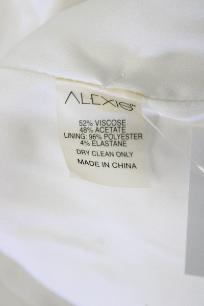 Alexis Womens Shift Mini Dress White Long Sleeve Zip Solid Classic Size S