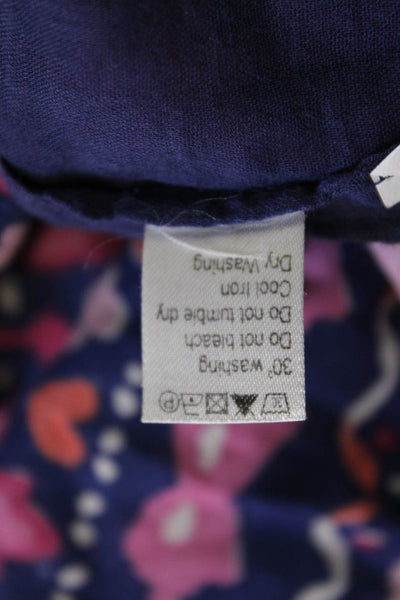 Banjanan Womens Dark Blue Floral Maxi Sundress V Neck Tie Size XS