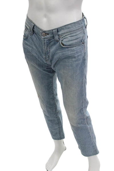 J Brand Mens Light Blue Cropped Straight Jeans Button Closure Size 30