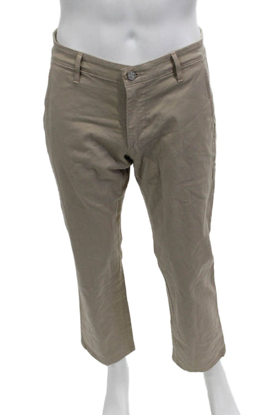 AG Adriano Goldschmied Mens Cropped Chino Beige Button Size 30