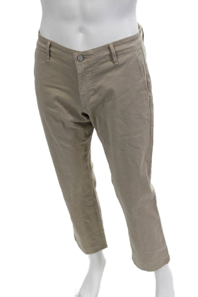 AG Adriano Goldschmied Mens Cropped Chino Beige Button Size 30