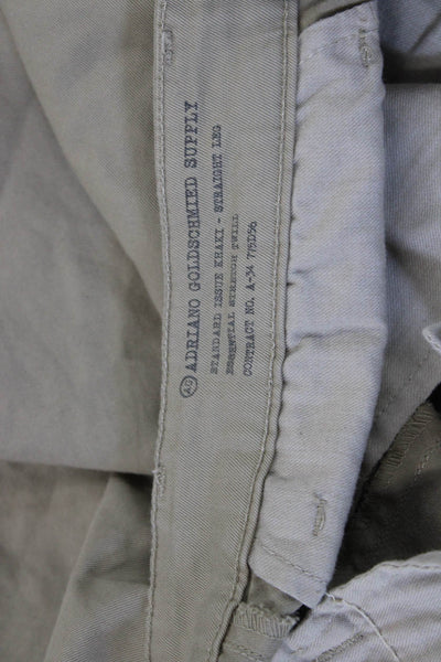 AG Adriano Goldschmied Mens Cropped Chino Beige Button Size 30