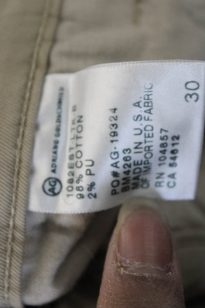 AG Adriano Goldschmied Mens Cropped Chino Beige Button Size 30