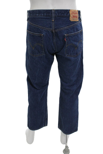 Levis Mens Cropped Straight Dark Blue Jeans Size 34